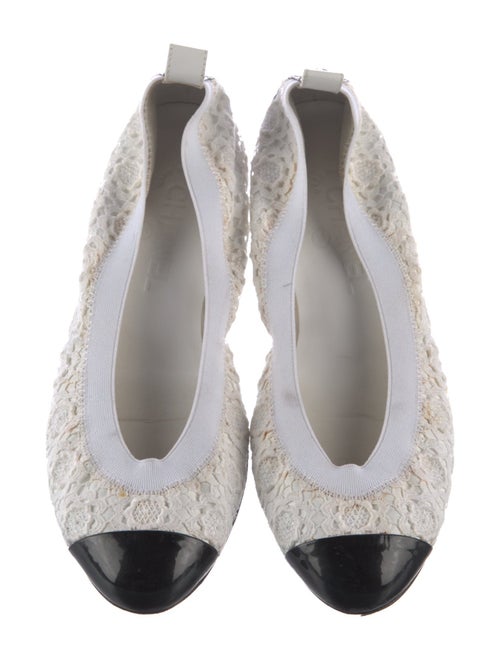 Chanel Colorblock Pattern Lace Trim Embellishment Ballet Flats