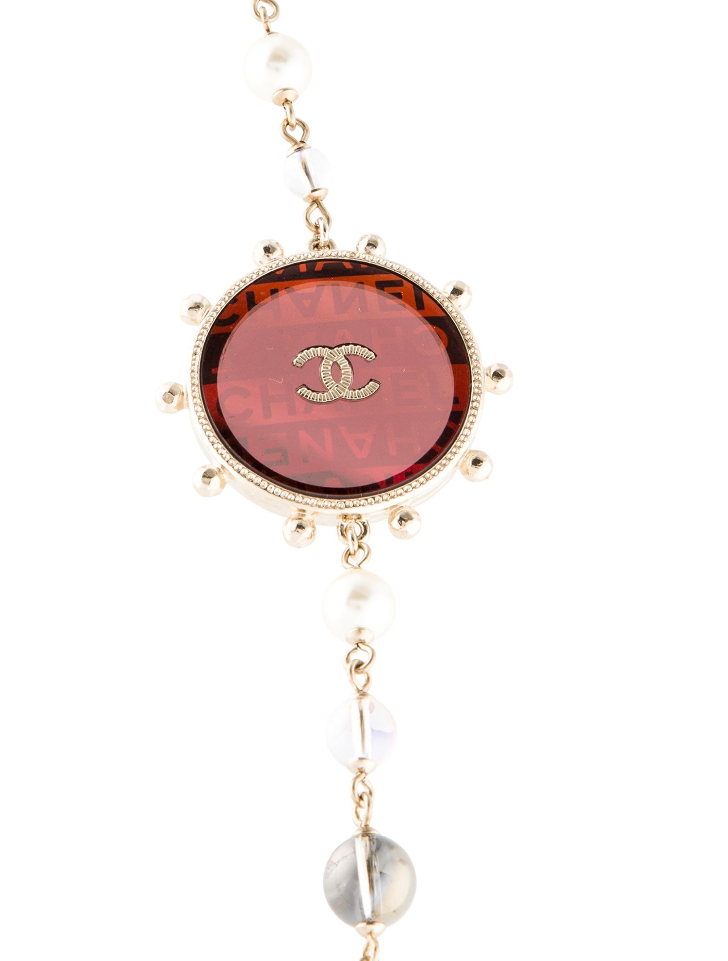 Chanel Faux Pearl, Strass & Resin CC Station Necklace