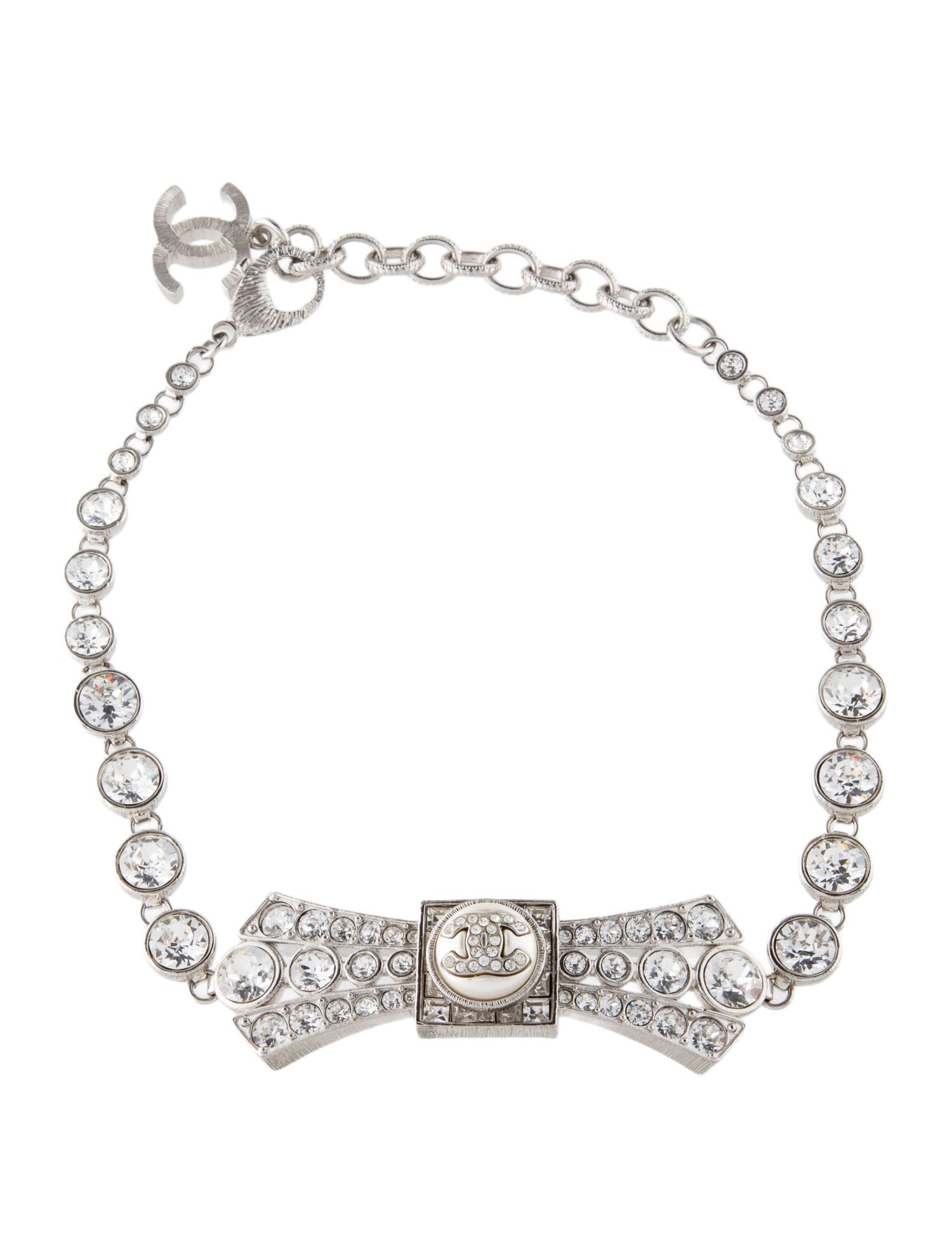 Chanel Faux Pearl & Strass CC Choker Necklace