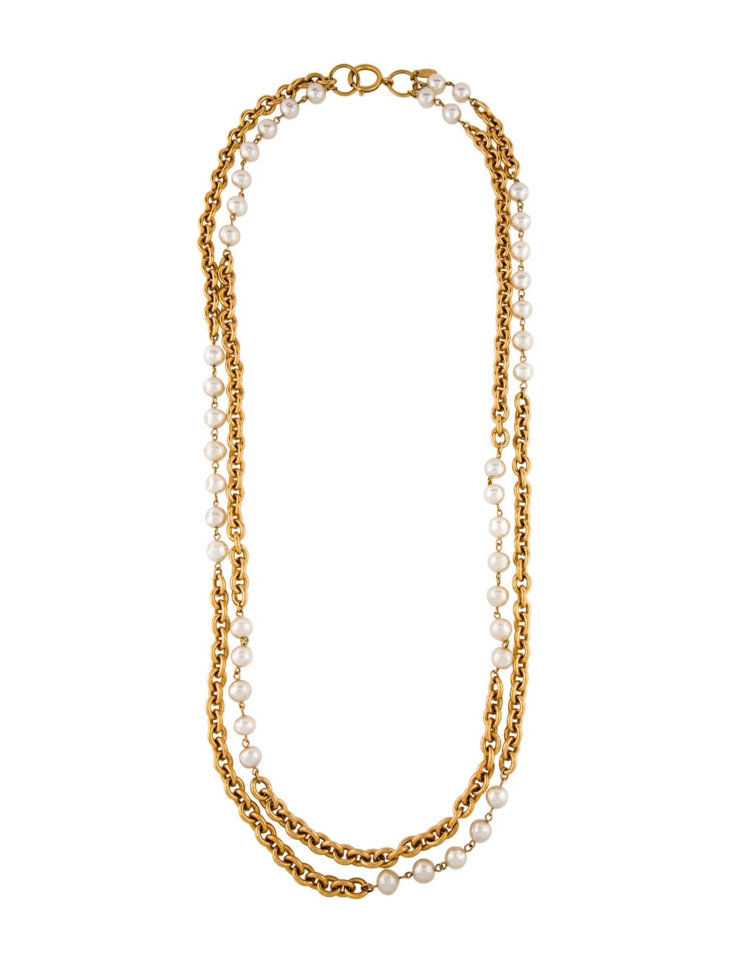 Chanel Faux Pearl Double Strand Necklace