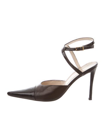 Chanel Leather Ankle-Strap Pumps