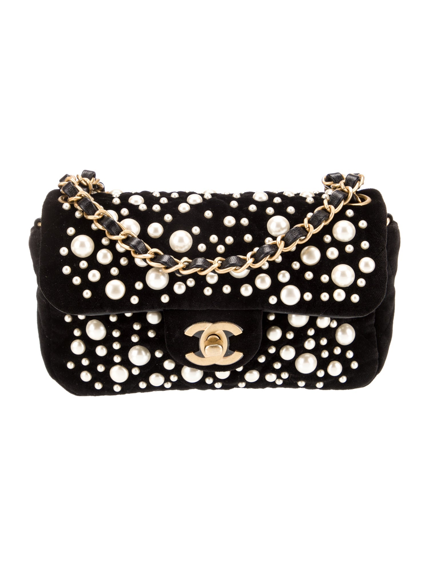 Chanel Velvet Pearl Rectangular Mini Flap Bag