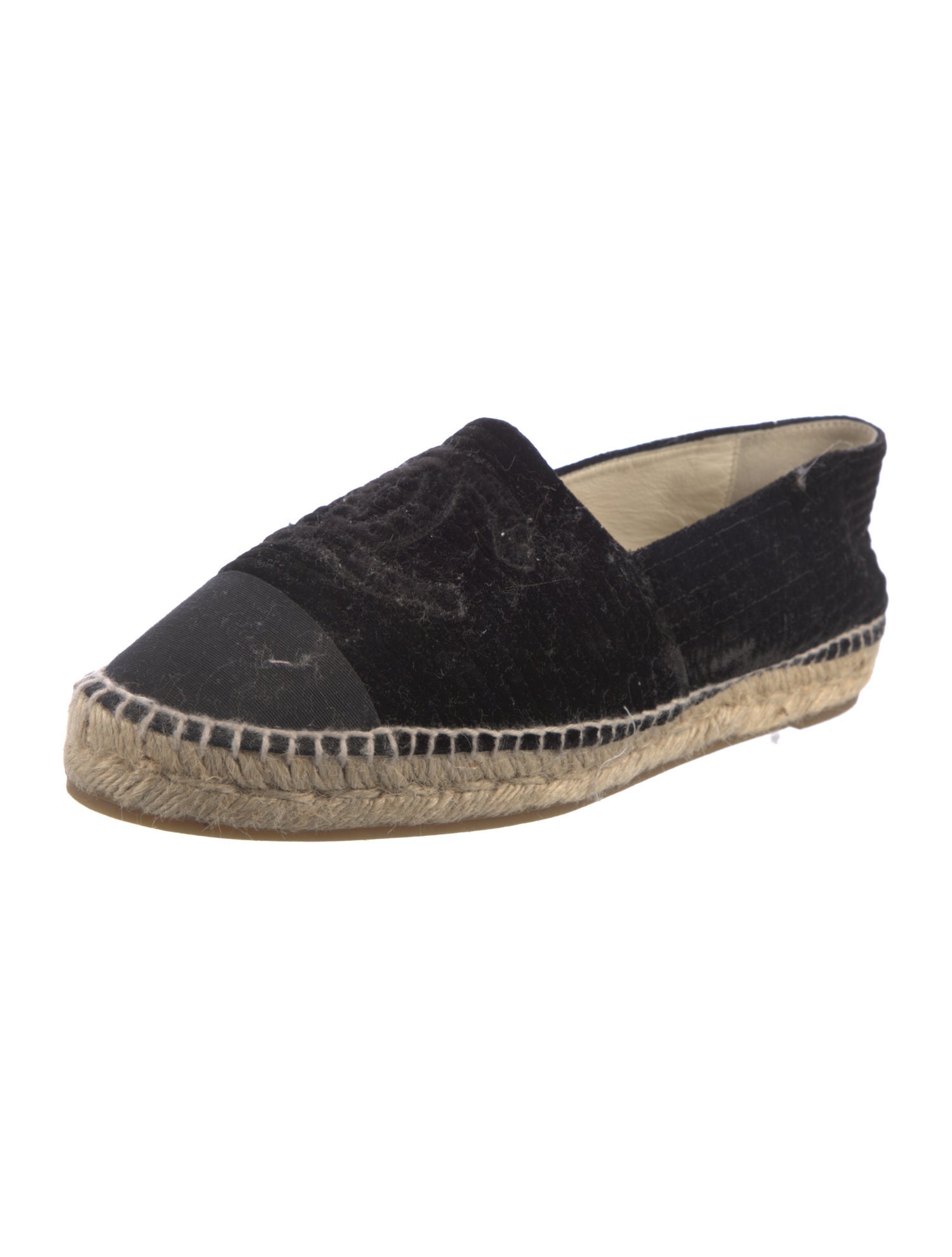 Chanel Interlocking CC Logo Velvet Espadrilles