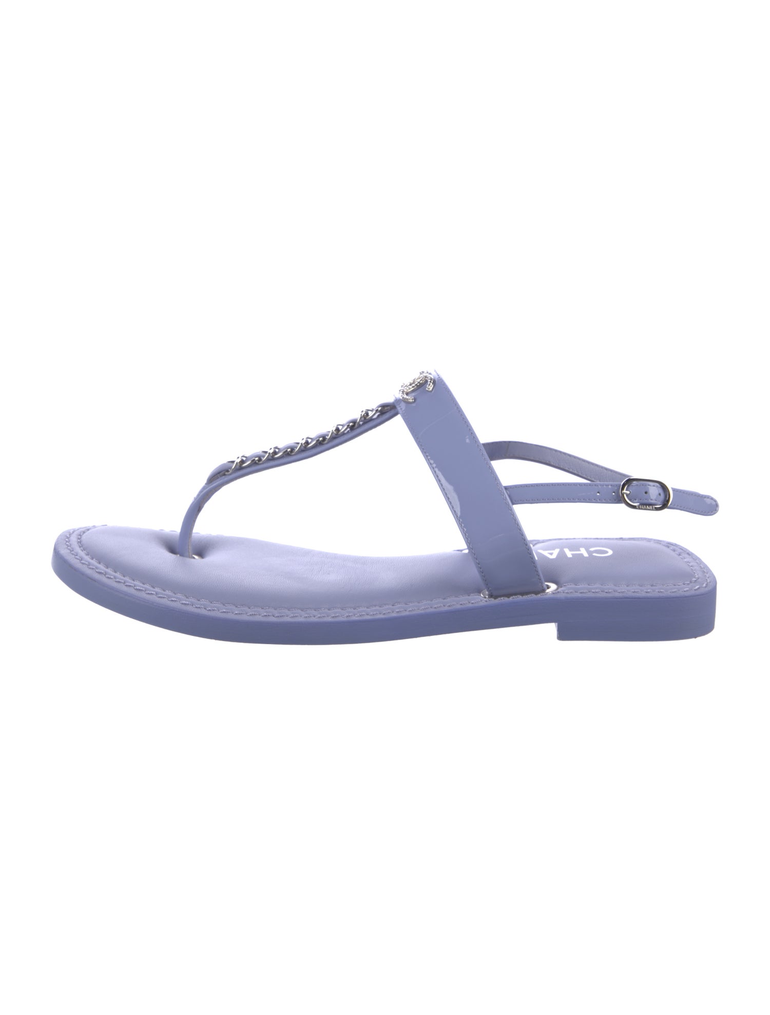 Chanel 2022 Interlocking CC Logo T-Strap Sandals