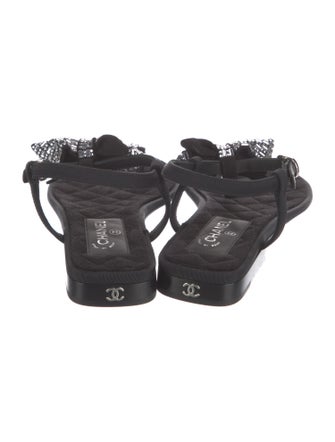 Chanel 2022 Interlocking CC Logo T-Strap Sandals