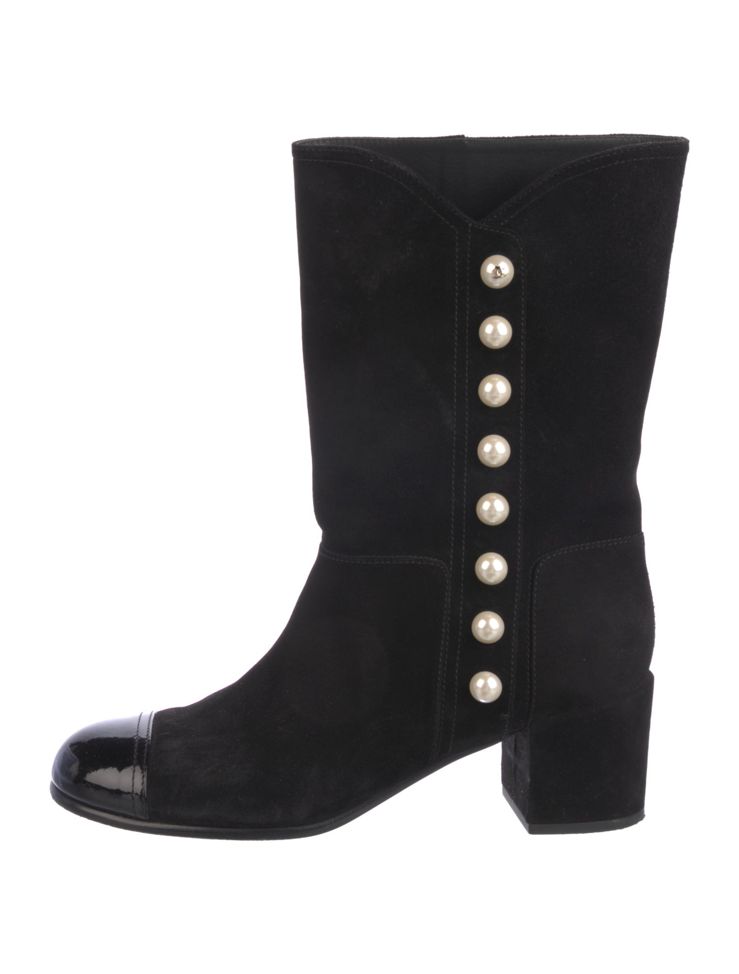 Chanel Interlocking CC Logo Suede Boots