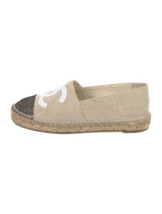 Chanel Interlocking CC Logo Sequin Embellishments Espadrilles