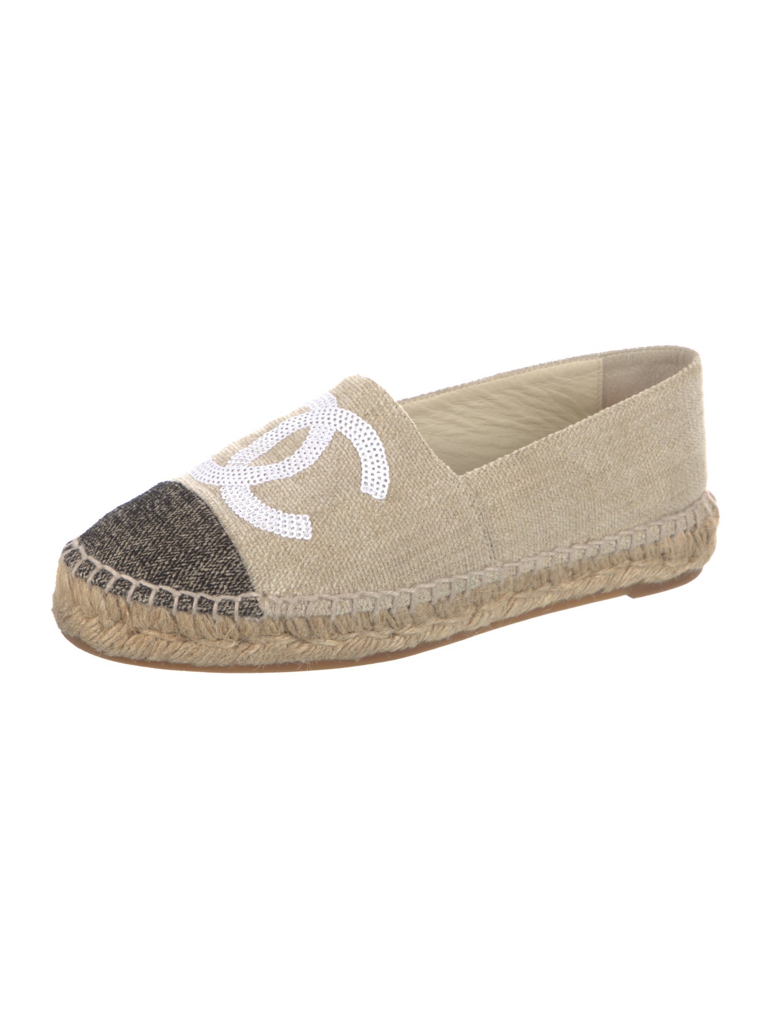 Chanel Interlocking CC Logo Sequin Embellishments Espadrilles