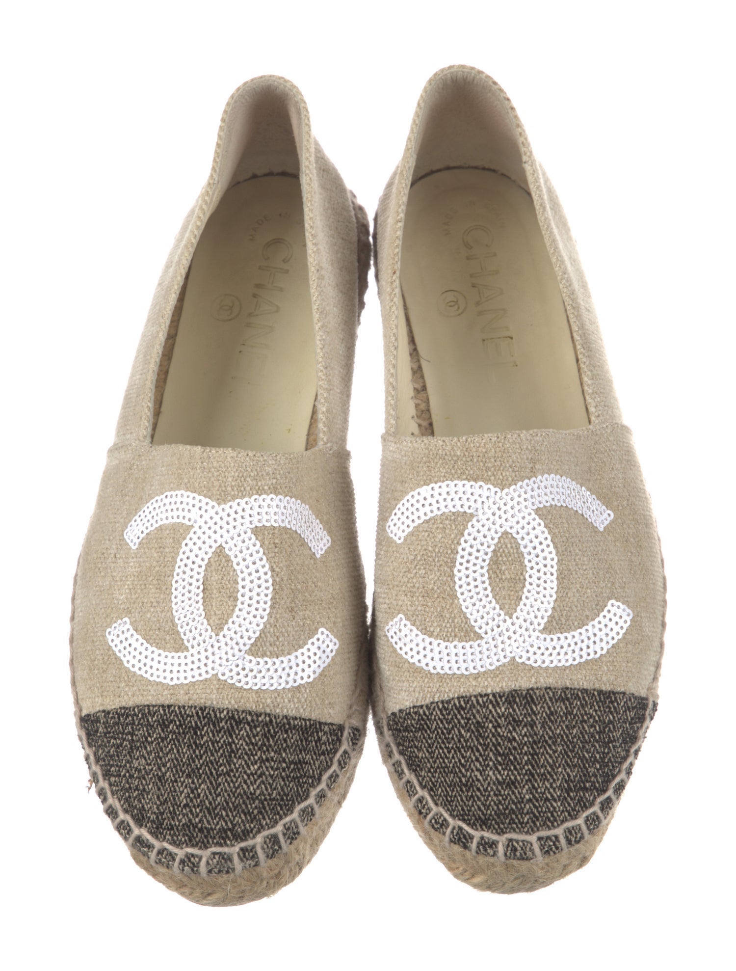 Chanel Interlocking CC Logo Sequin Embellishments Espadrilles
