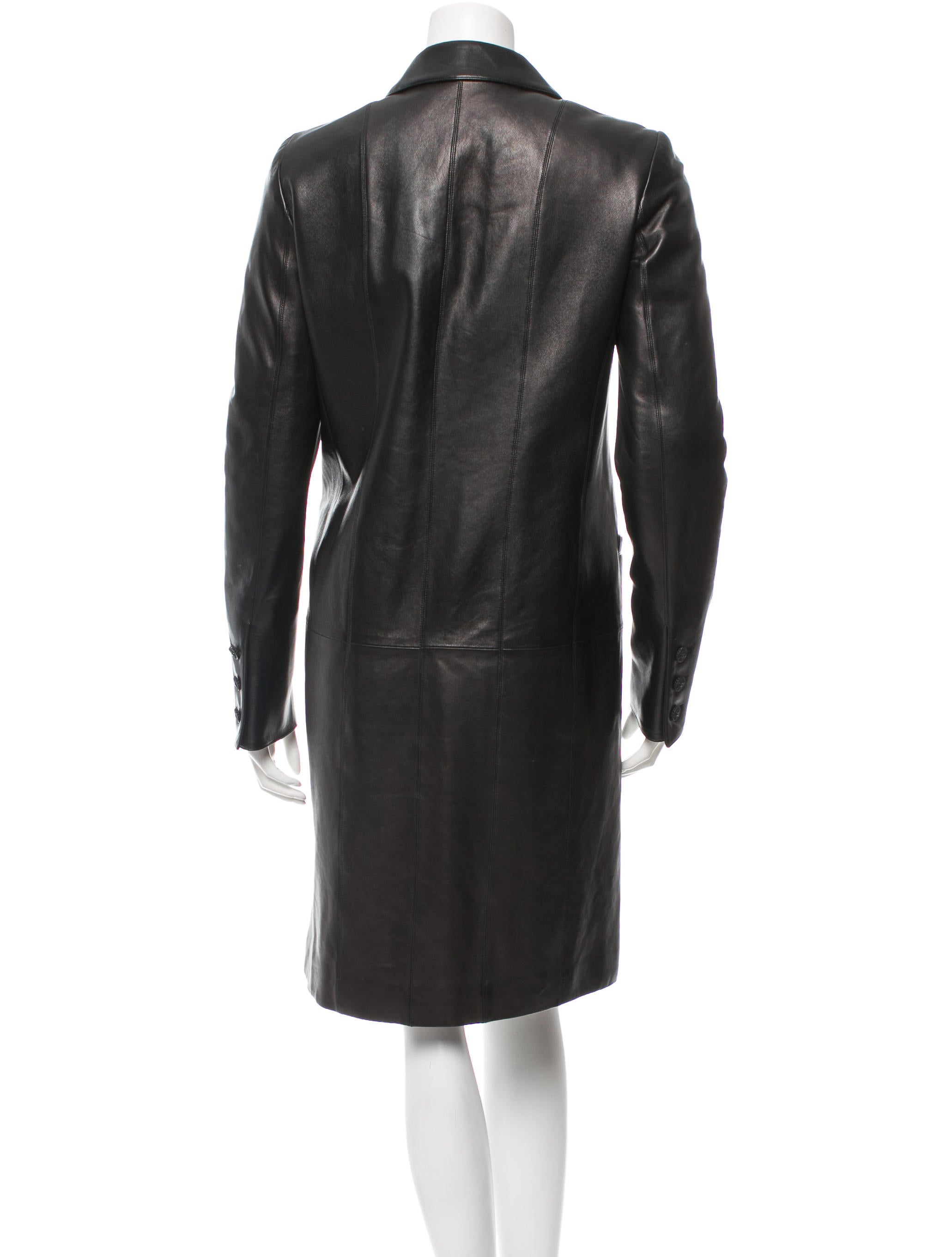 Chanel Leather KneeLength Coat Clothing CHA128161 The RealReal