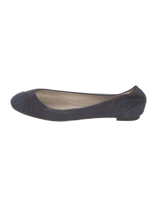 Chanel Interlocking CC Logo Denim Ballet Flats