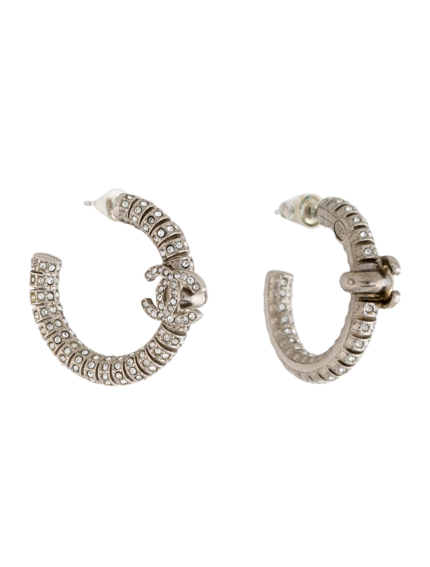 Chanel 2023 Strass CC Hoop Earrings
