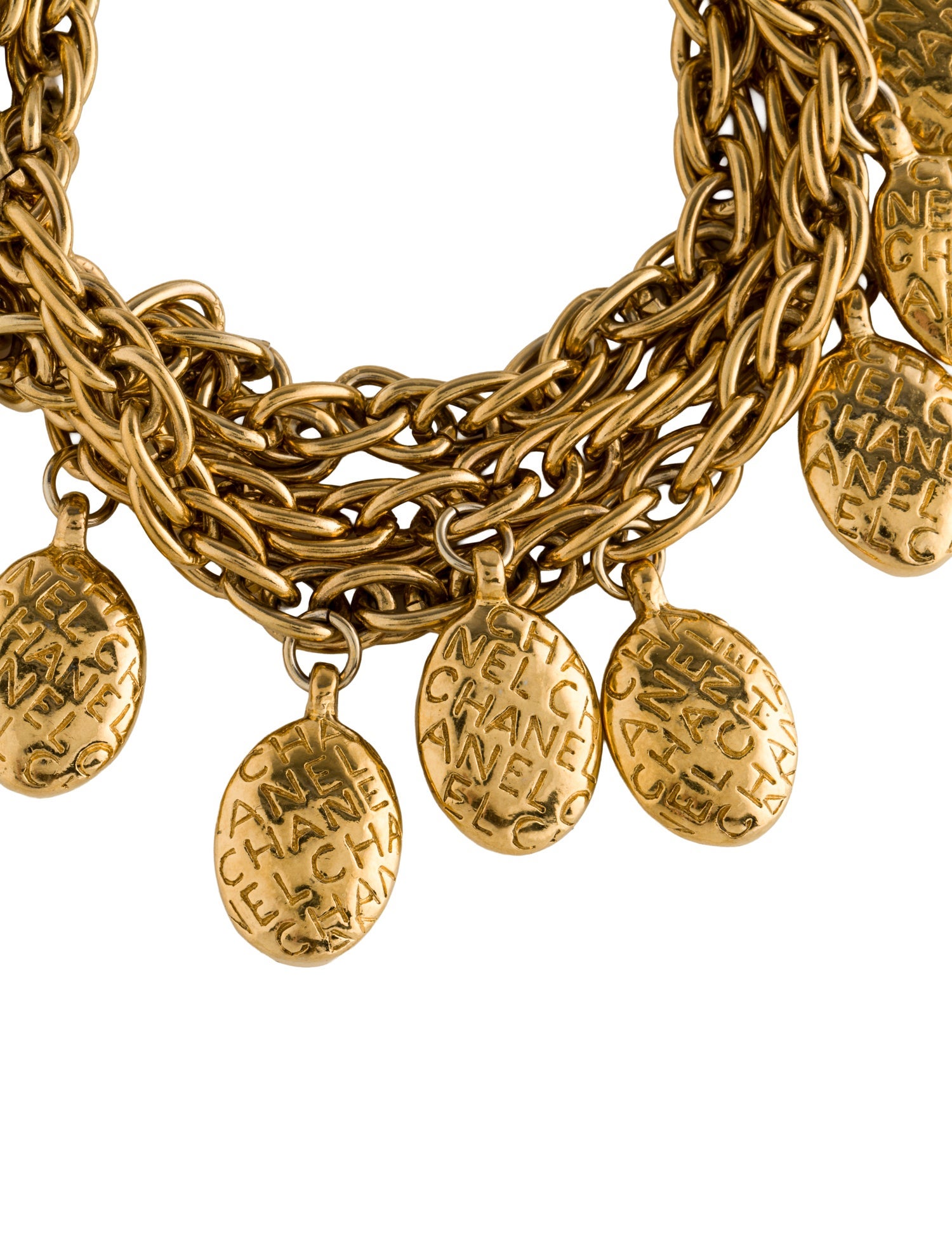 Chanel Vintage Logo Multistrand Charm Bracelet