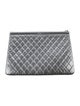 Chanel Quilted Large Boy Chain Around Cosmetic Case Silver