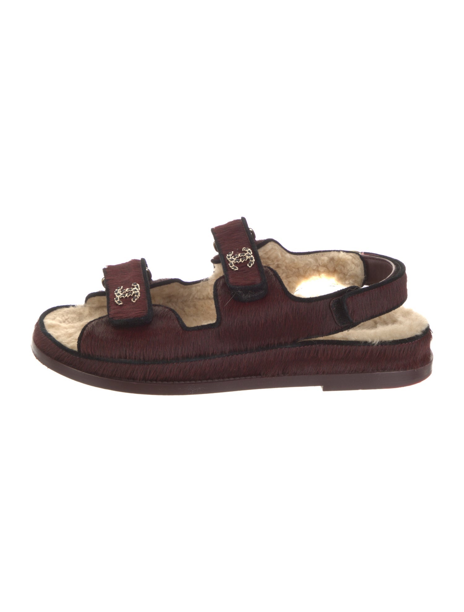 Chanel Interlocking CC Logo Ponyhair Sandals