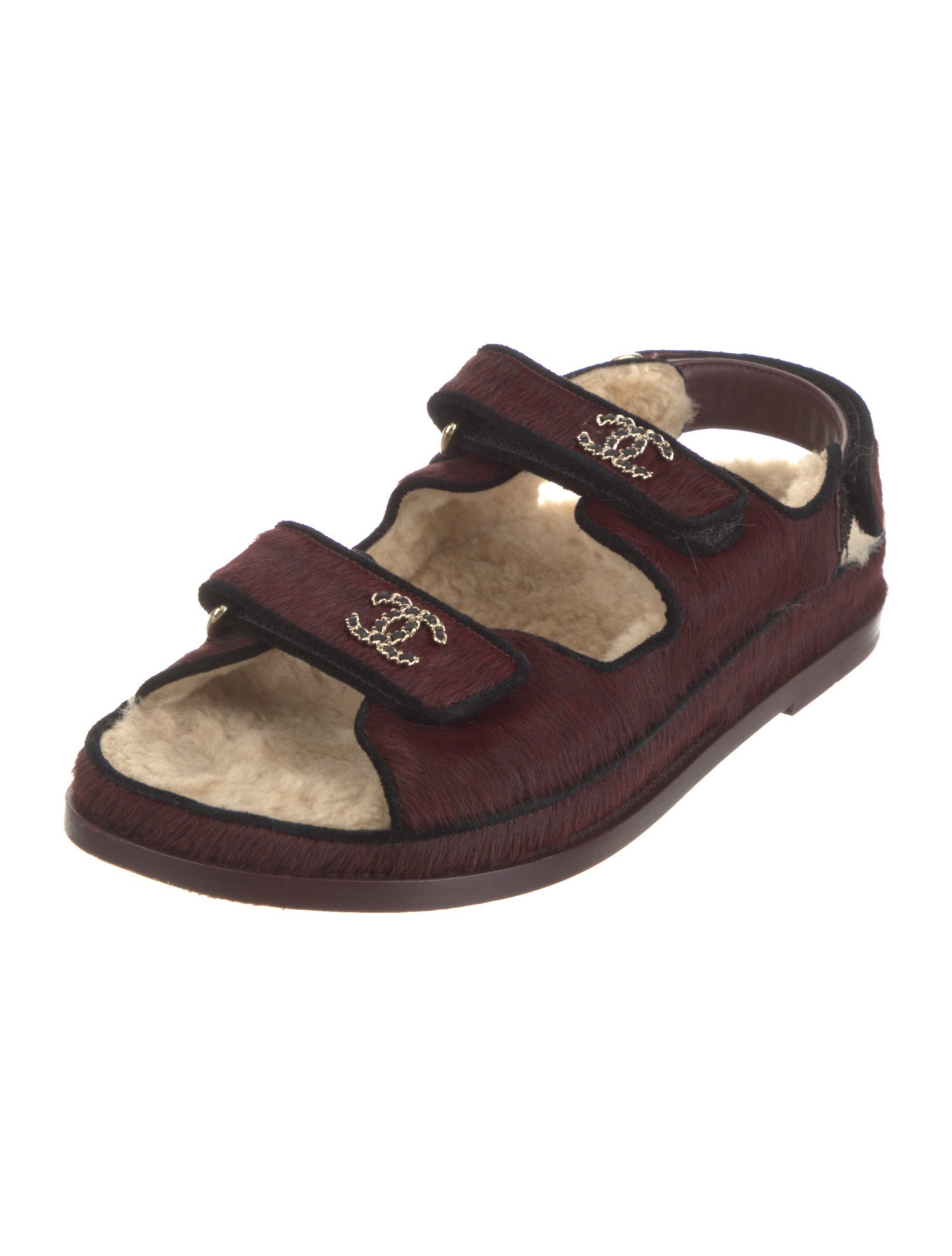 Chanel Interlocking CC Logo Ponyhair Sandals