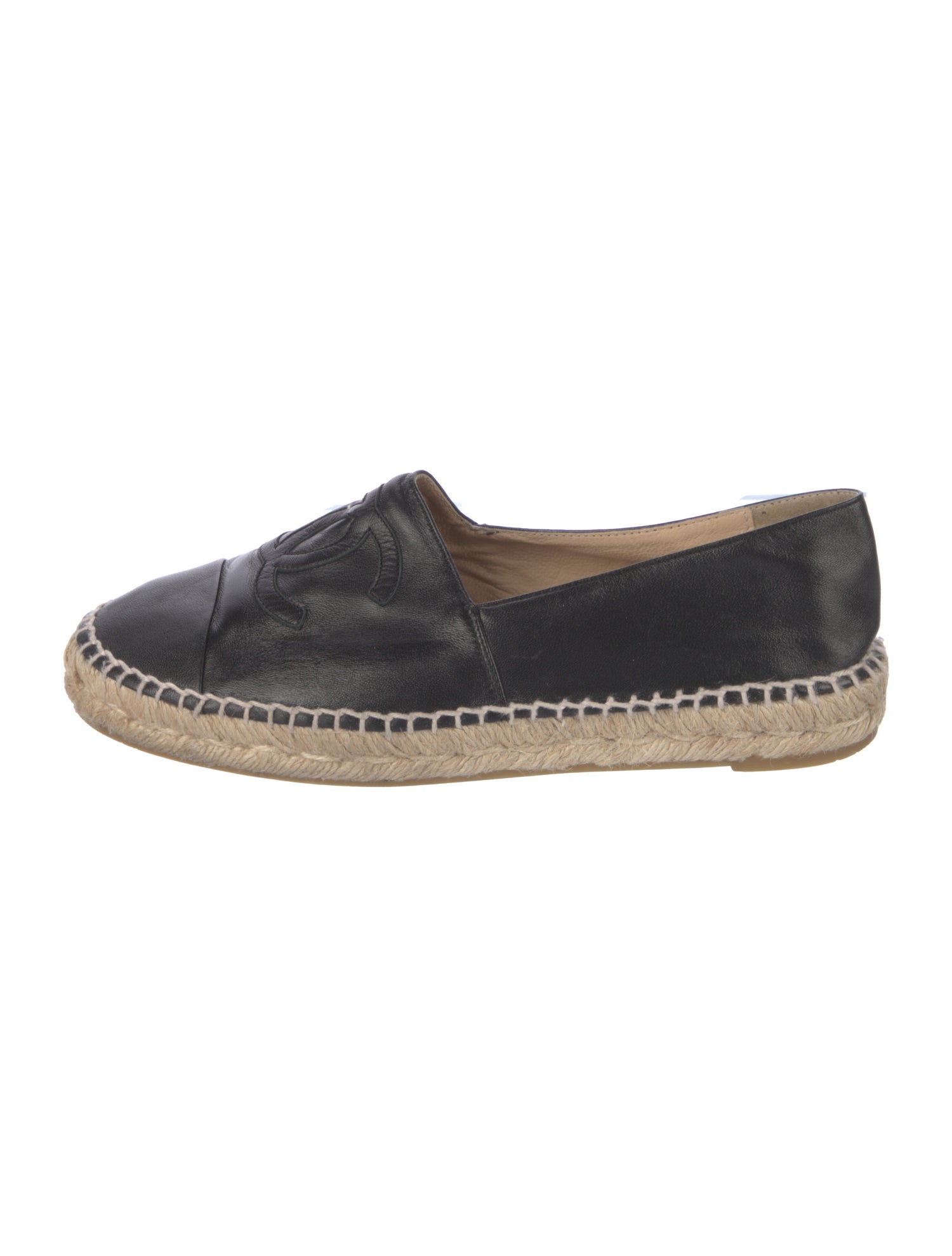 Chanel Interlocking CC Logo Leather Espadrilles