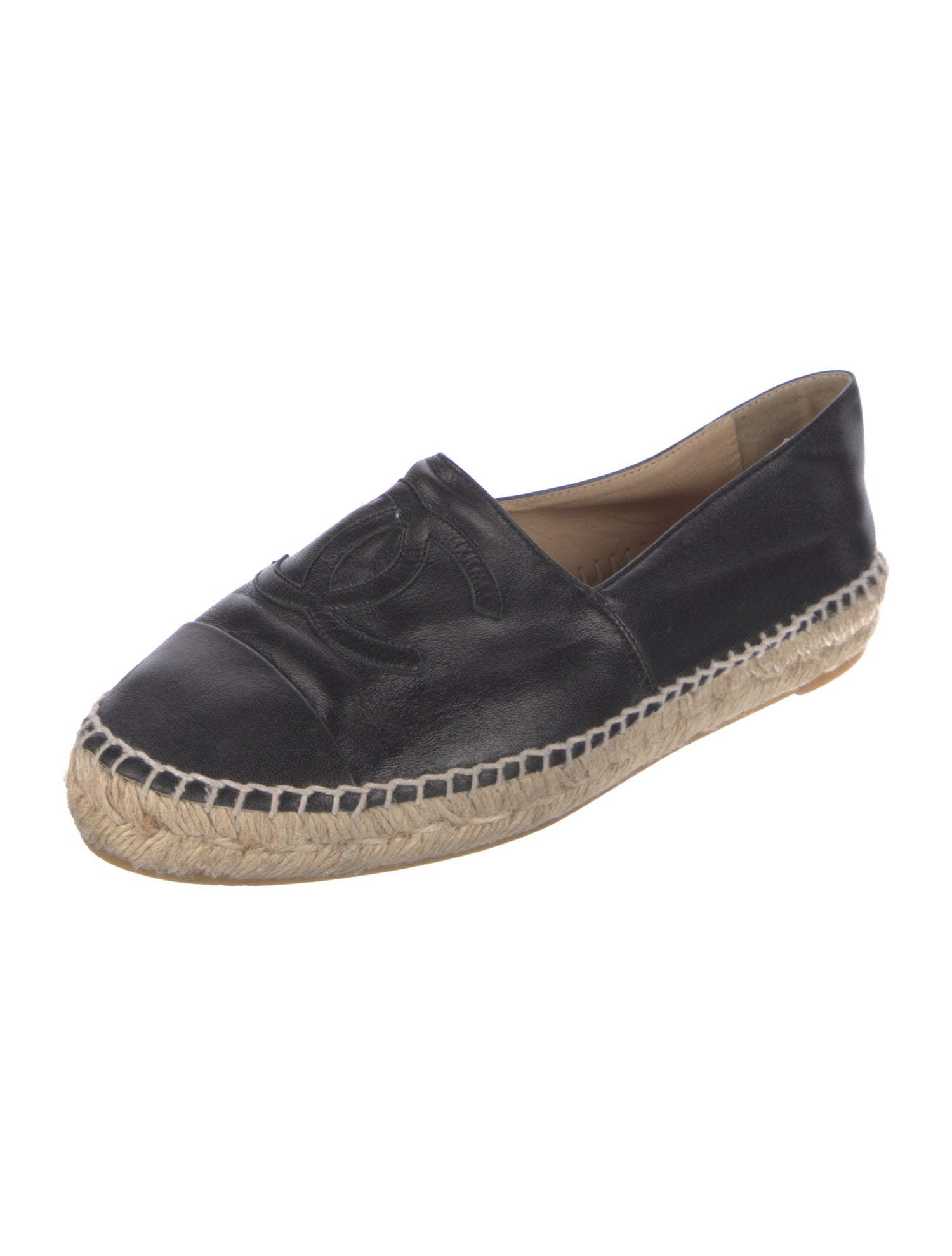 Chanel Interlocking CC Logo Leather Espadrilles