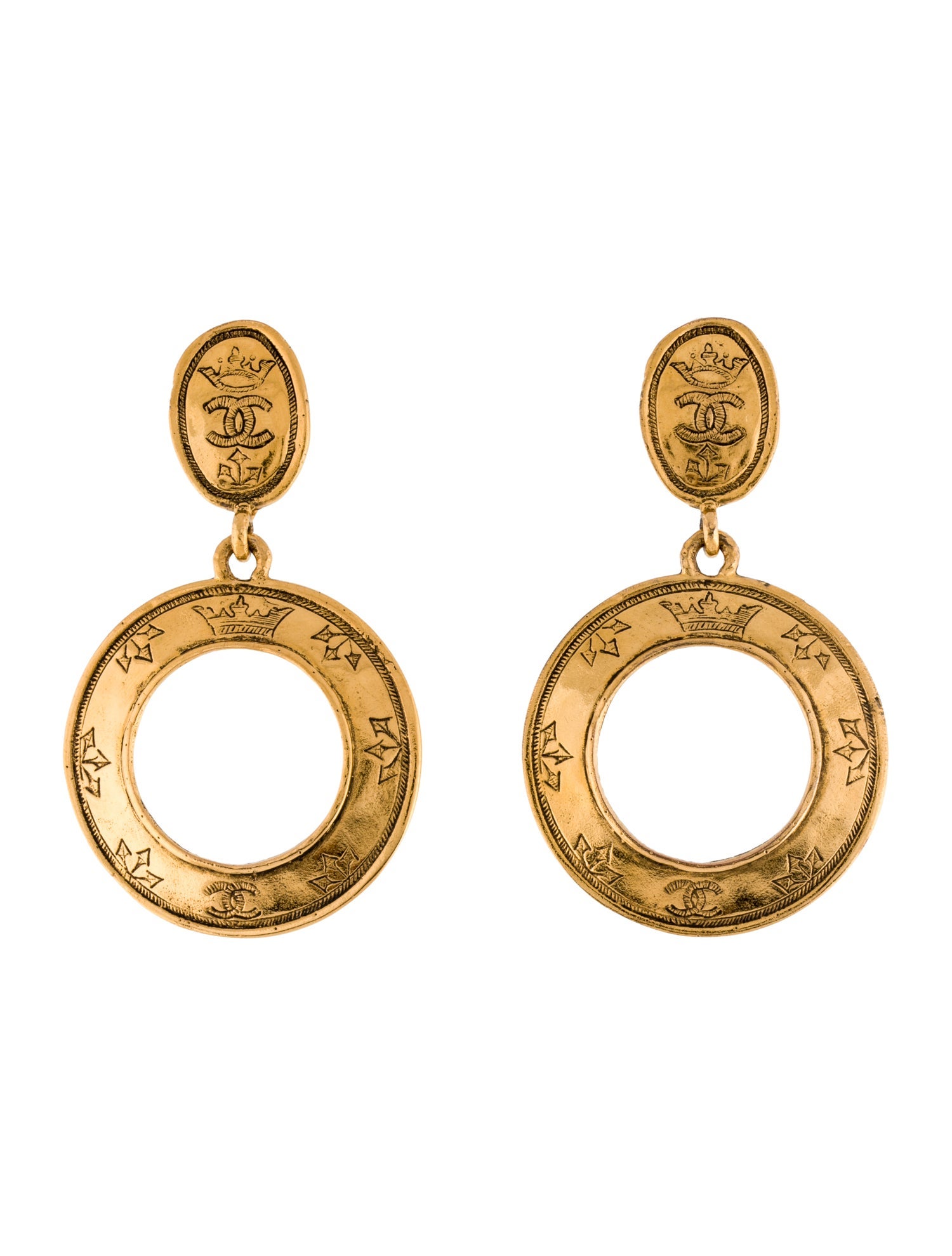 Chanel Vintage CC Clip-On Drop Earrings