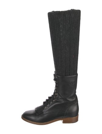 Chanel 2014 Interlocking CC Logo Combat Boots