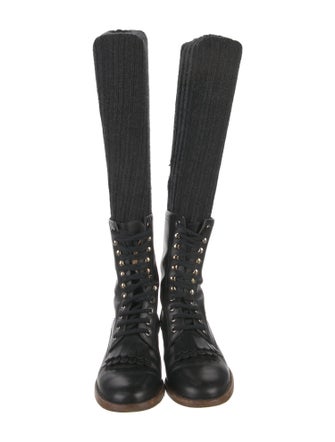 Chanel 2014 Interlocking CC Logo Combat Boots