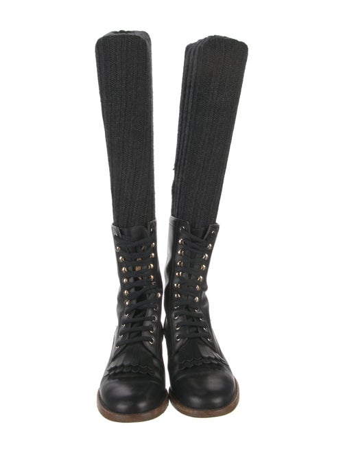Chanel 2014 Interlocking CC Logo Combat Boots