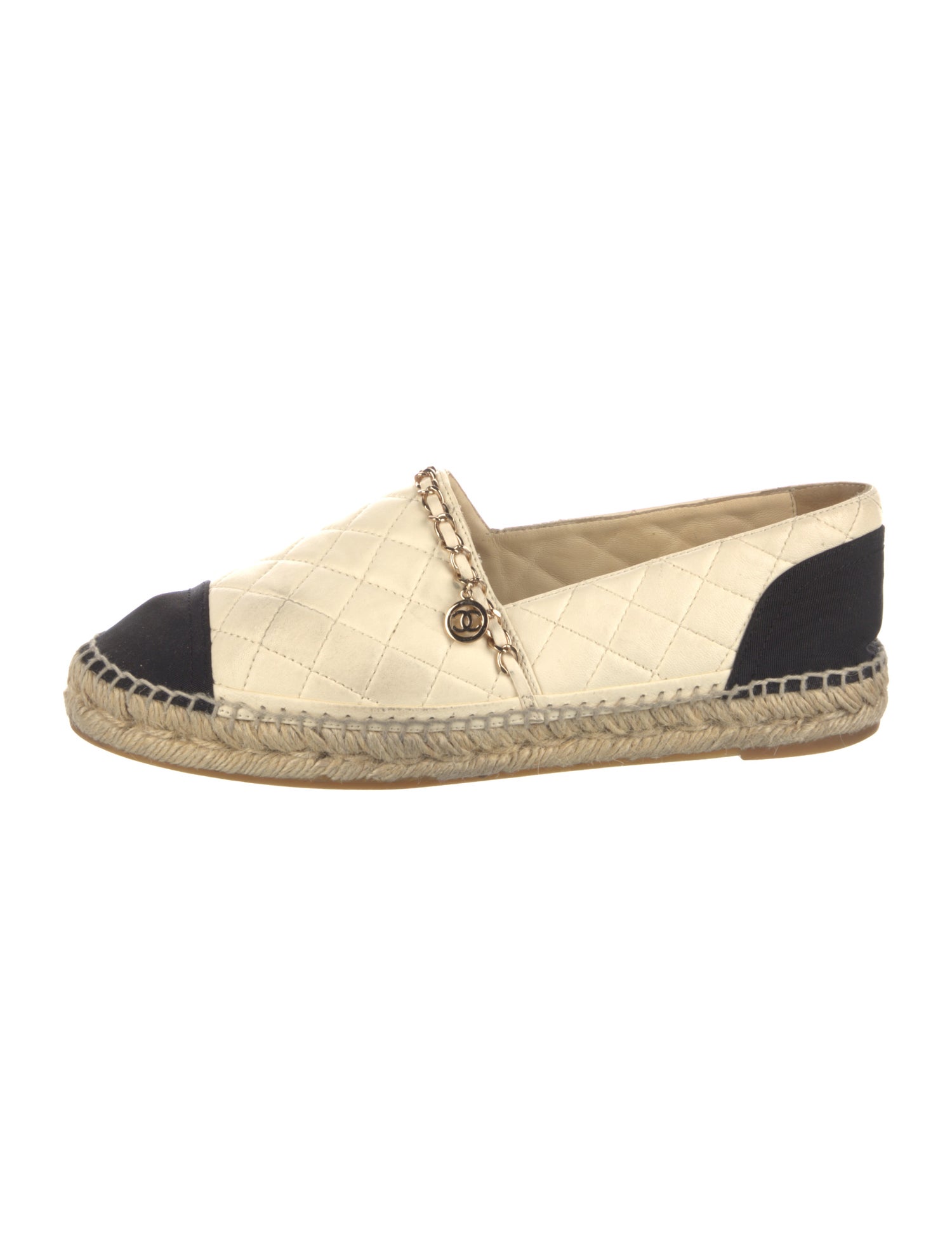 Chanel Interlocking CC Logo Leather Espadrilles