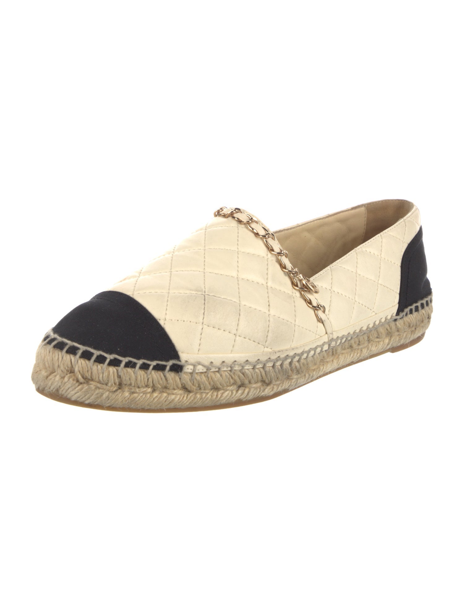 Chanel Interlocking CC Logo Leather Espadrilles