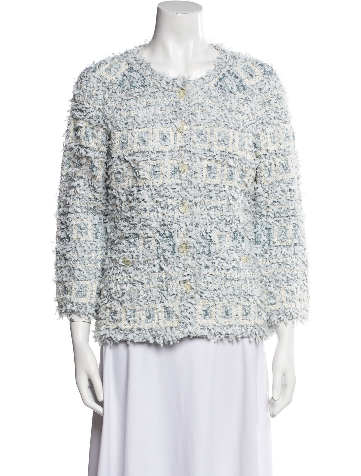 Chanel 2018 Tweed Pattern Faux Fur Jacket