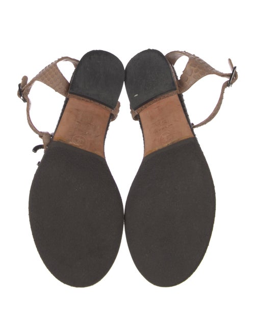 Chanel Interlocking CC Logo Python T-Strap Sandals