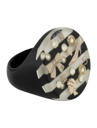 Chanel Faux Pearl & Resin Precious Symbols Ring