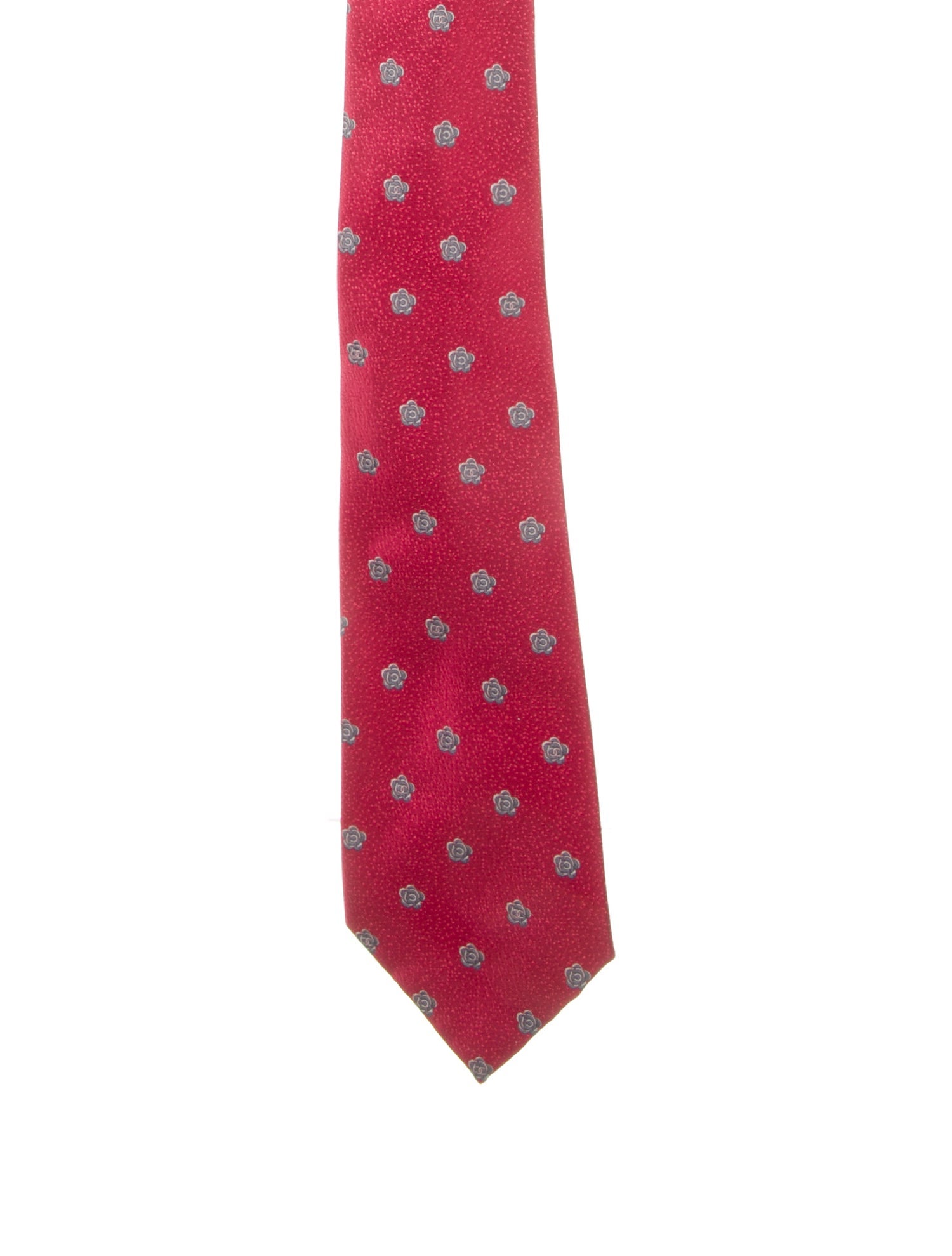 Chanel Camellia Printed Silk Tie