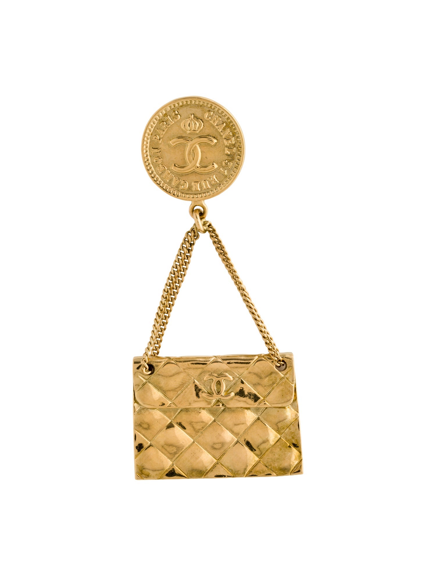 Chanel Vintage CC Quilted Flap Bag Brooch