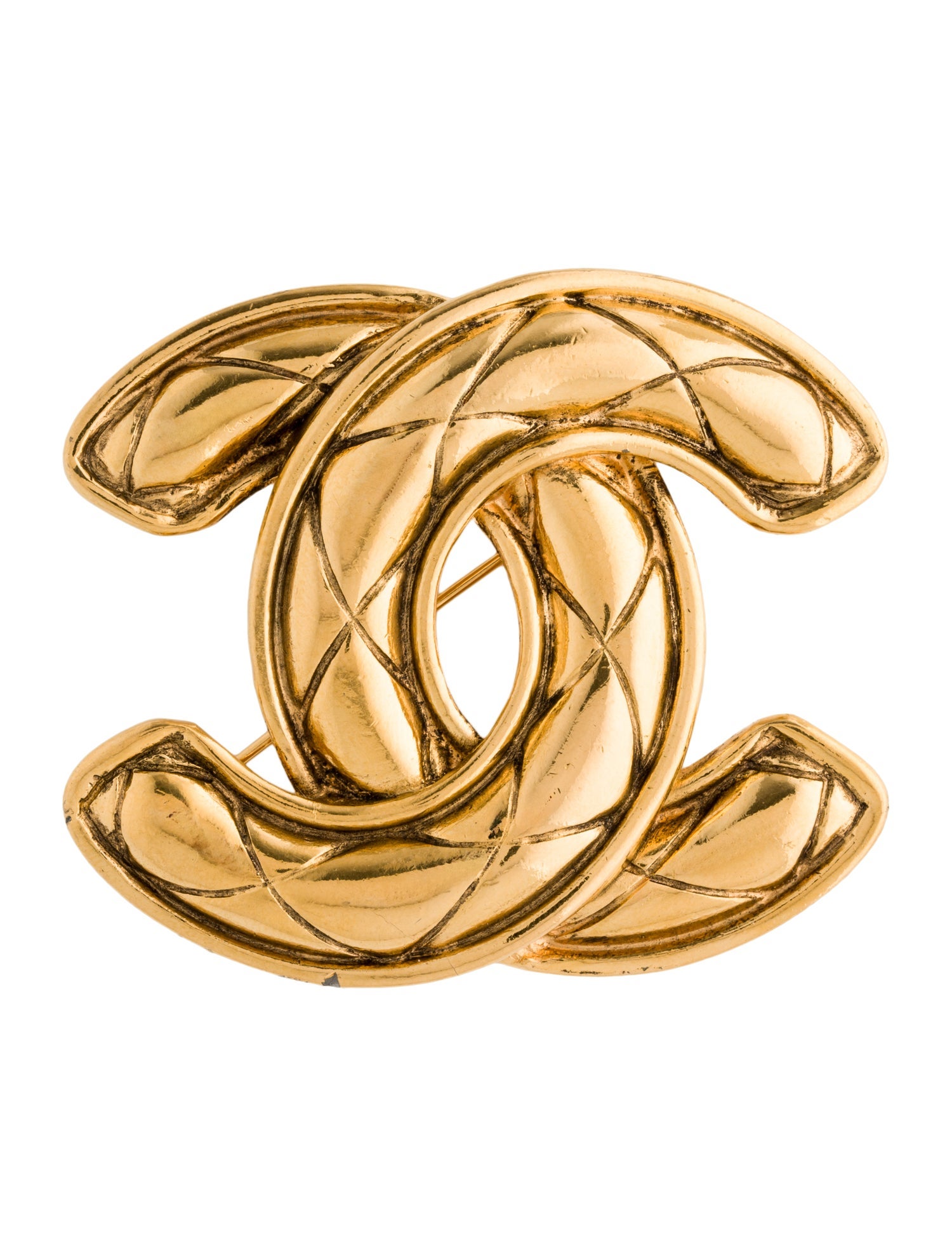 Chanel Vintage Quilted CC Brooch