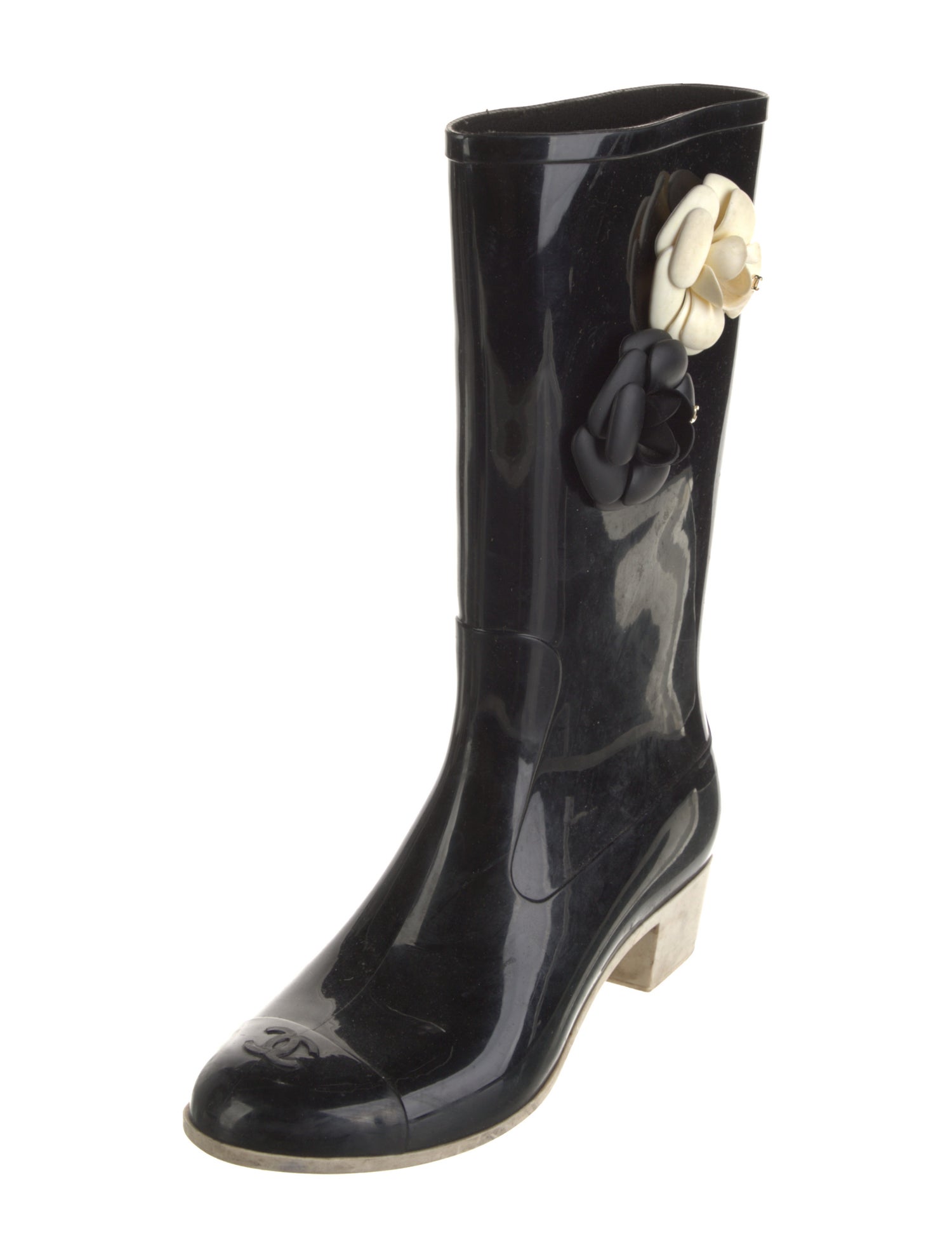 Chanel Interlocking CC Logo Rubber Rain Boots