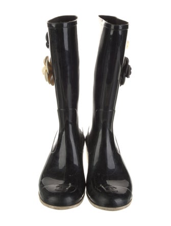 Chanel Interlocking CC Logo Rubber Rain Boots
