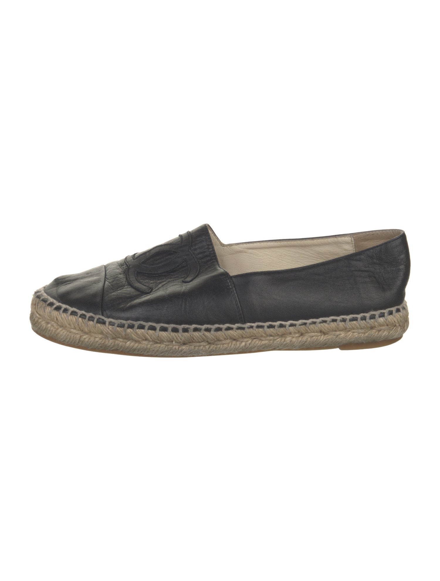 Chanel Interlocking CC Logo Leather Espadrilles