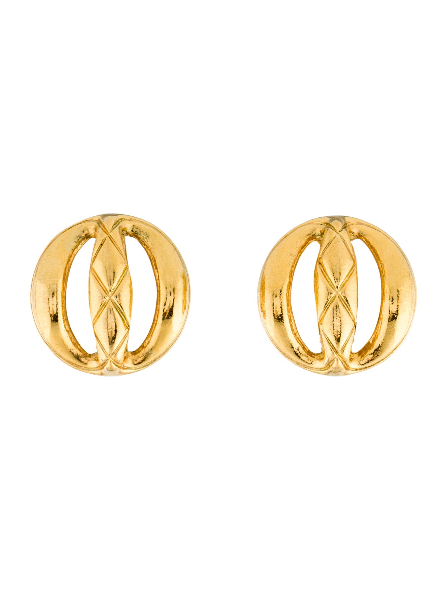 Chanel Vintage Quilted Clip-On Earrings