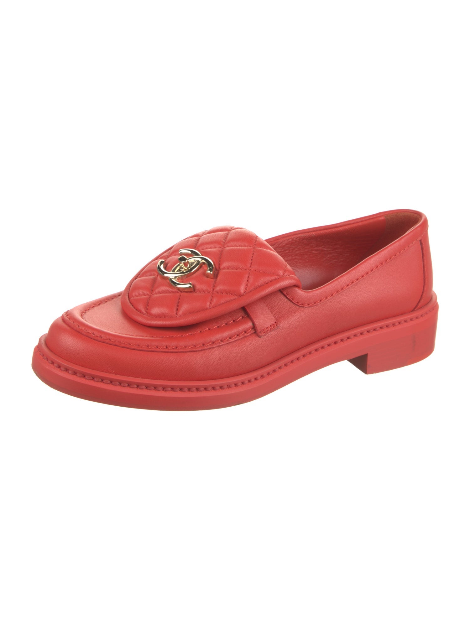 Chanel Interlocking CC Logo Lambskin Loafers