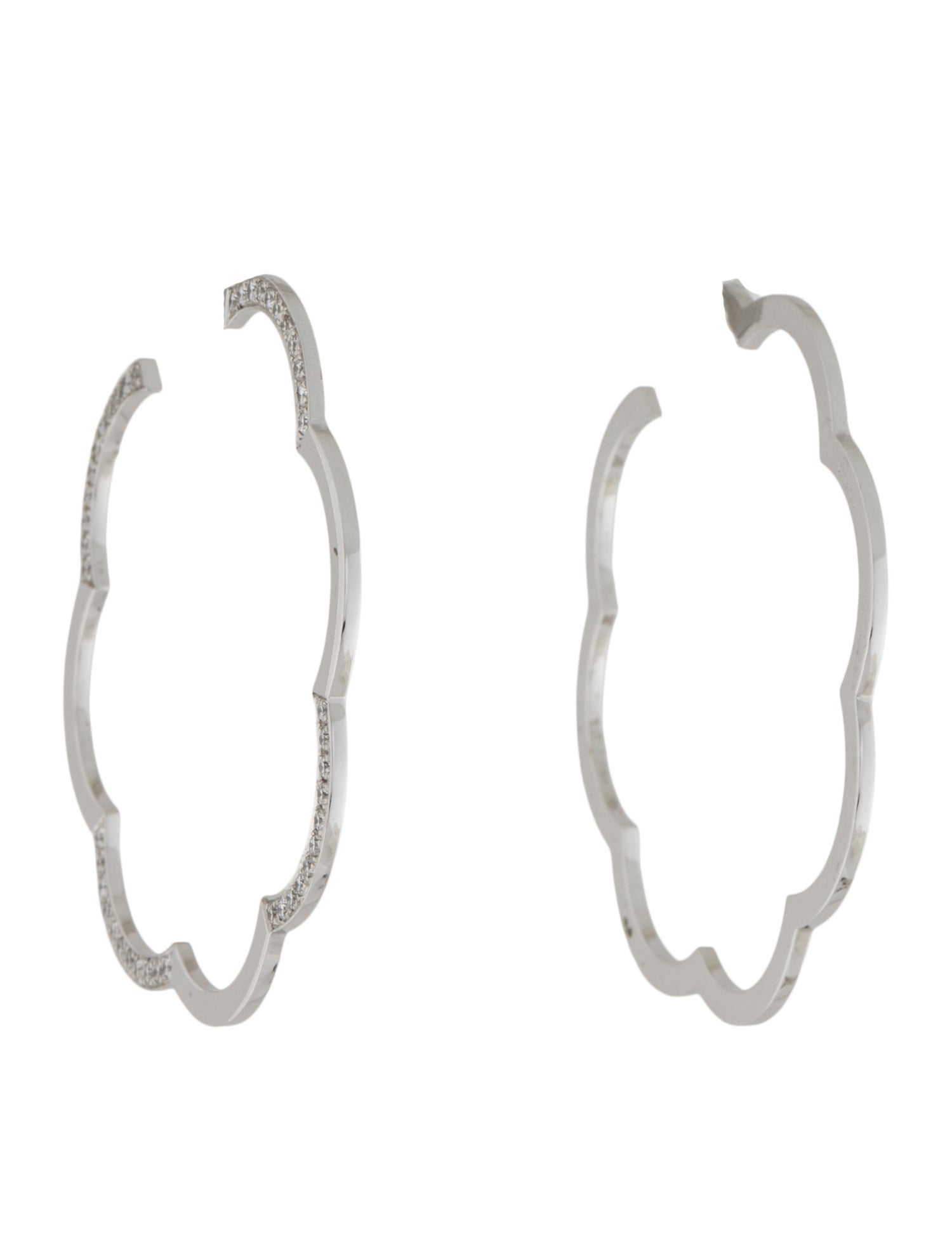 Chanel 18K Diamond Profil de Camelia Hoop Earrings