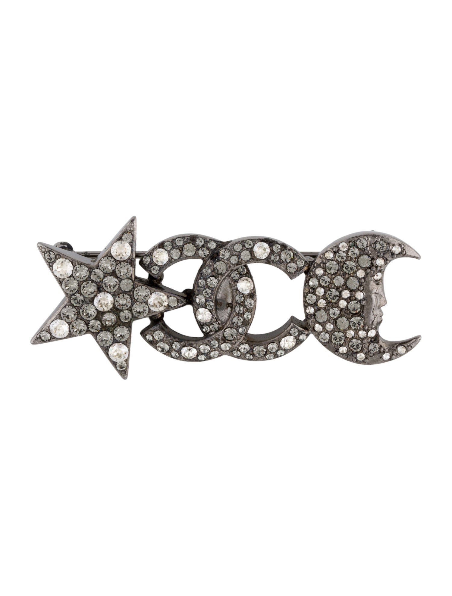 Chanel Strass CC Moon & Star Brooch