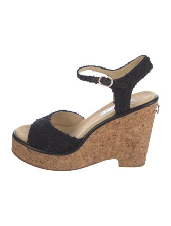 Chanel Interlocking CC Logo Tweed Espadrilles