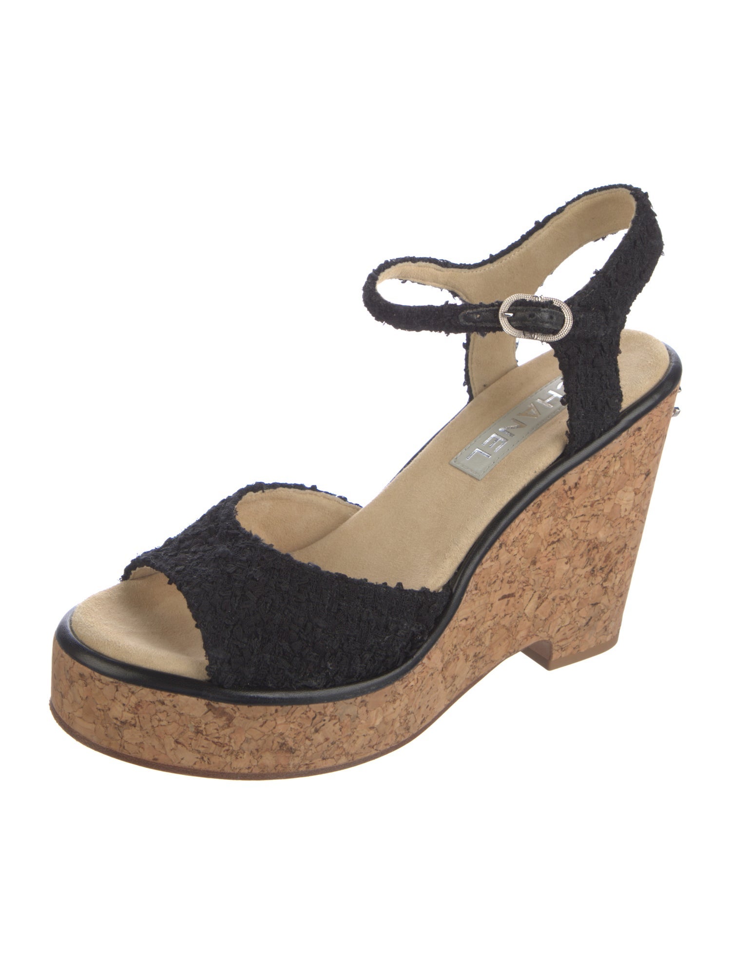 Chanel Interlocking CC Logo Tweed Espadrilles