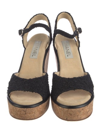 Chanel Interlocking CC Logo Tweed Espadrilles