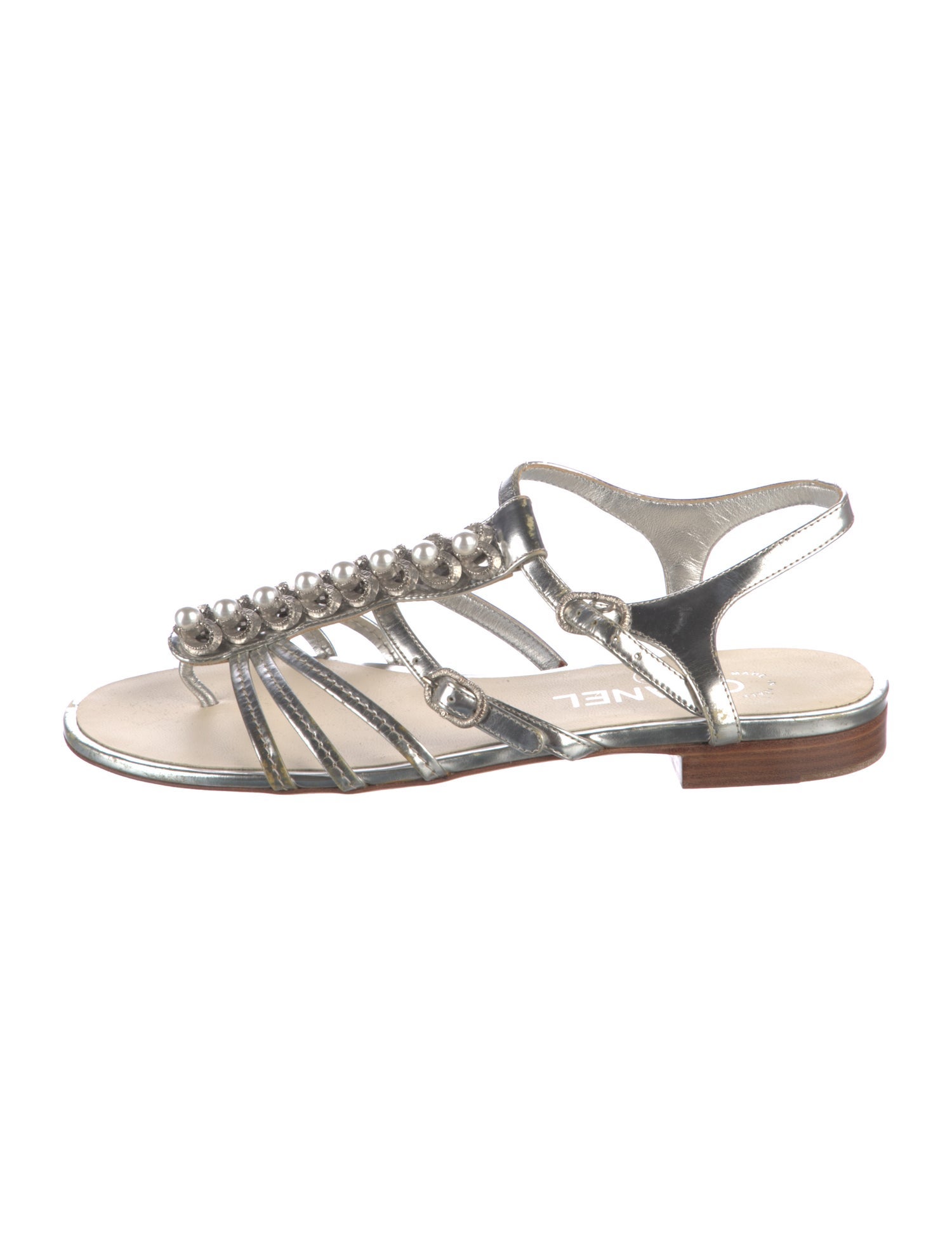 Chanel Interlocking CC Logo Patent Leather Gladiator Sandals