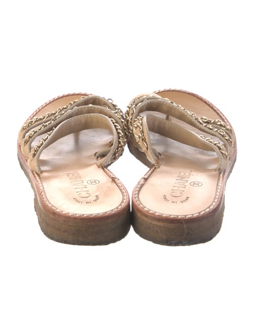 Chanel Chain-Link Accent Leather Slides