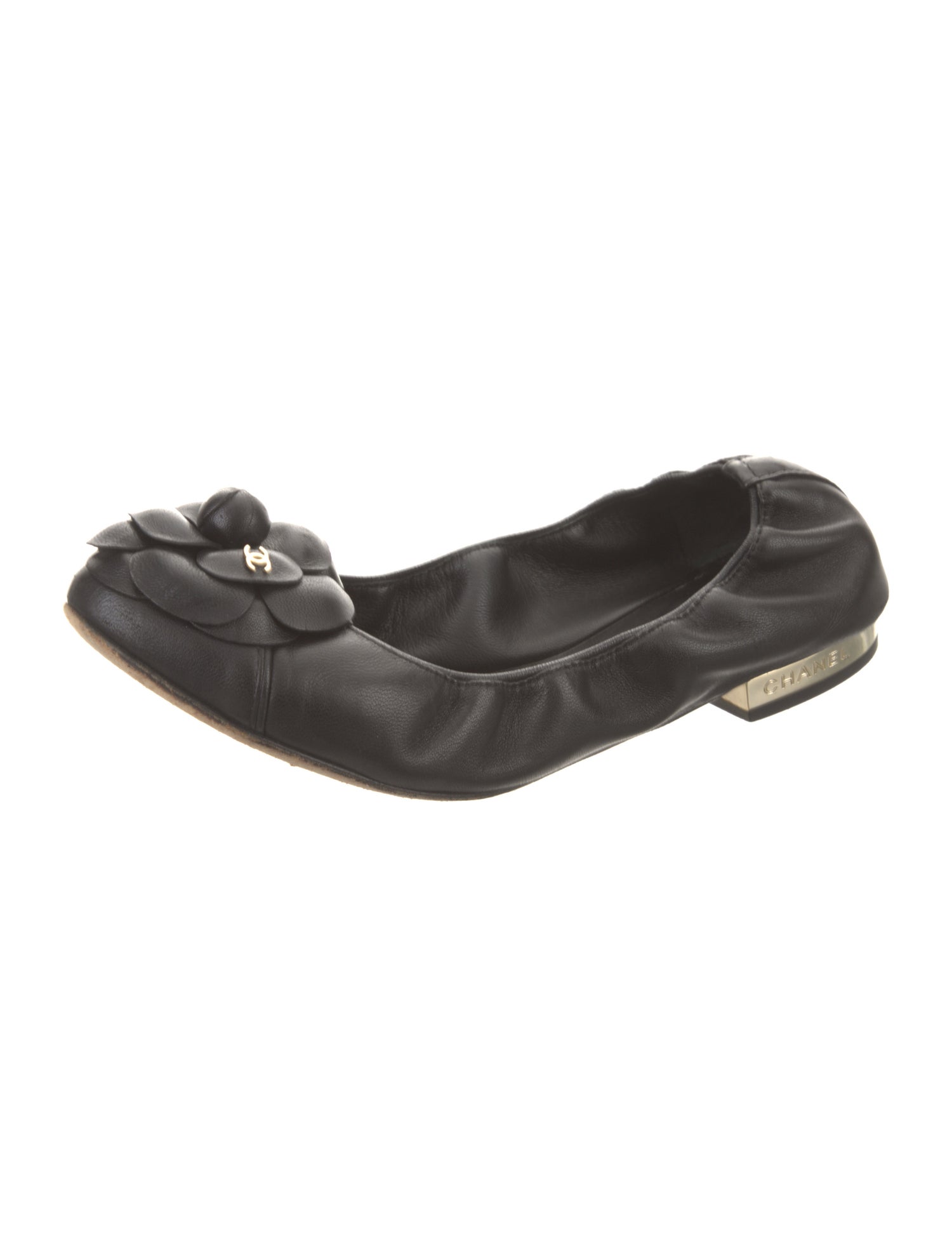 Chanel Interlocking CC Logo Leather Flats