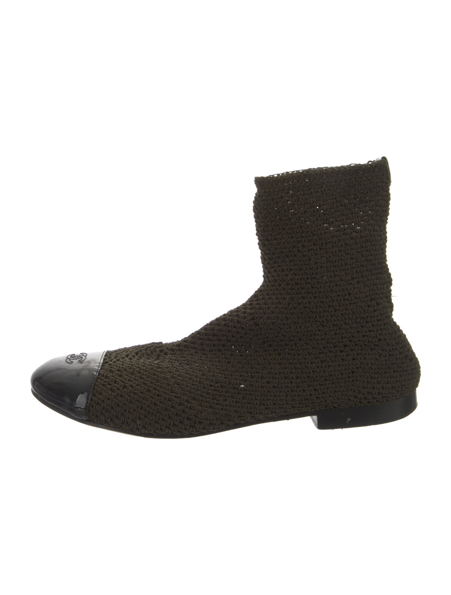 Chanel Interlocking CC Logo Crochet Trim Sock Boots