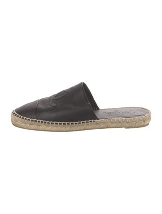 Chanel Interlocking CC Logo Leather Espadrilles