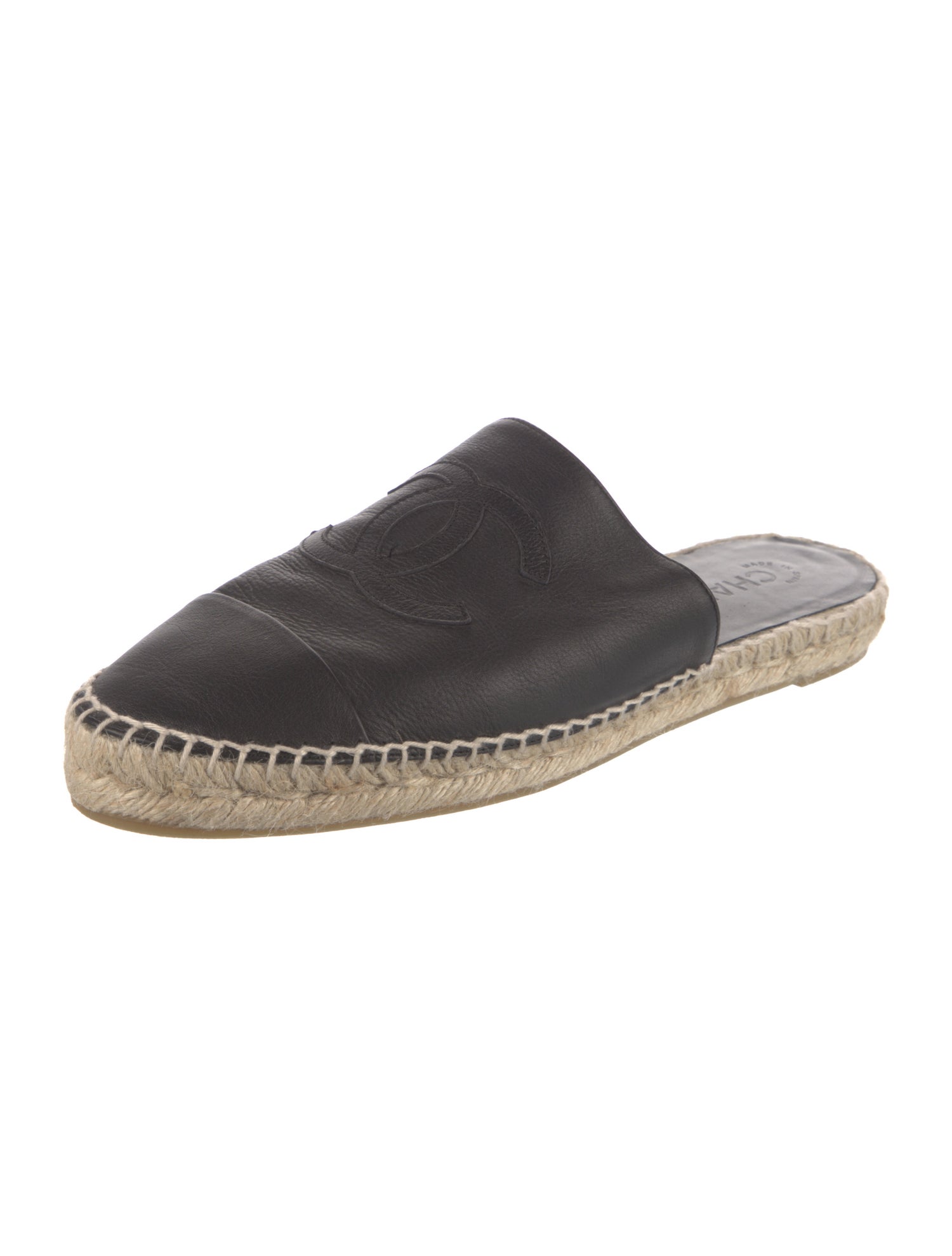 Chanel Interlocking CC Logo Leather Espadrilles